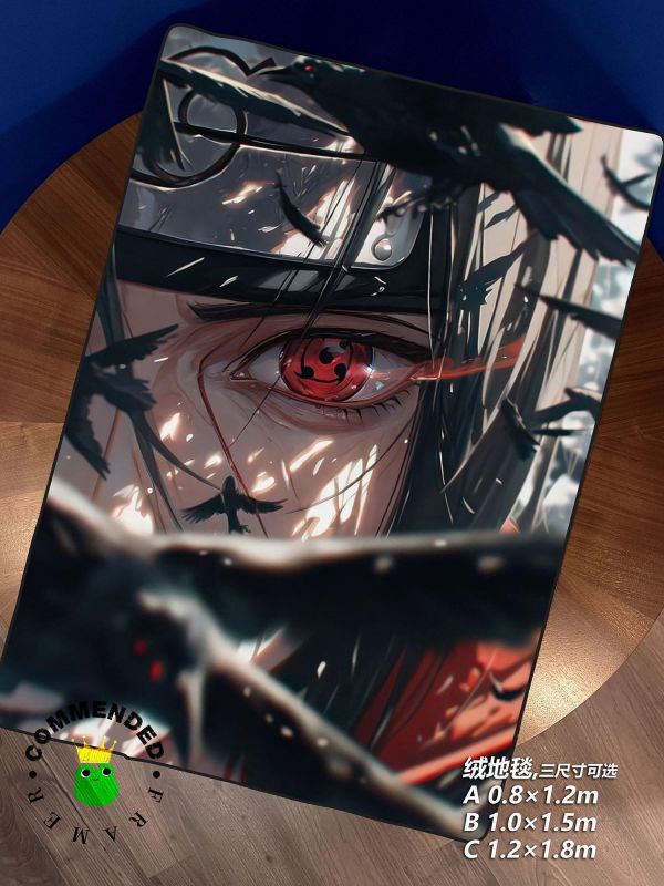 【海外代購】皇呱 《寫輪眼鼬》 火影忍者宇智波鼬三勾玉寫輪眼周邊裝飾畫 午睡毯 地毯 