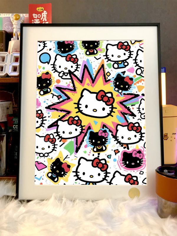【海外代購】星空 《塗鴉kitty貓》hello kitty 凱蒂貓動畫二次元裝飾畫 