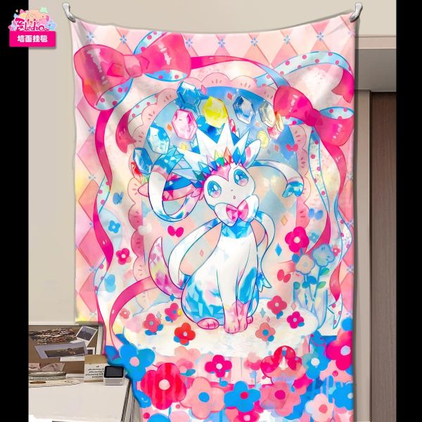 【海外代購】阿喵畫社 七彩水晶 仙子伊布臻彩款 展館級8k收藏超清精裱畫 透明卡磚 午睡毛毯 牆面掛毯 床頭地墊  冰箱貼 