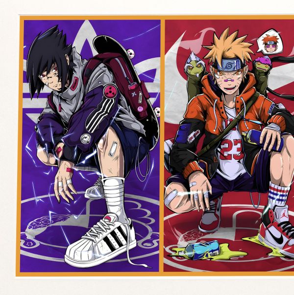 【海外代購】H2 《嘻哈三人組》火影忍者漩渦鳴人宇智波佐助春野櫻動漫裝飾畫 