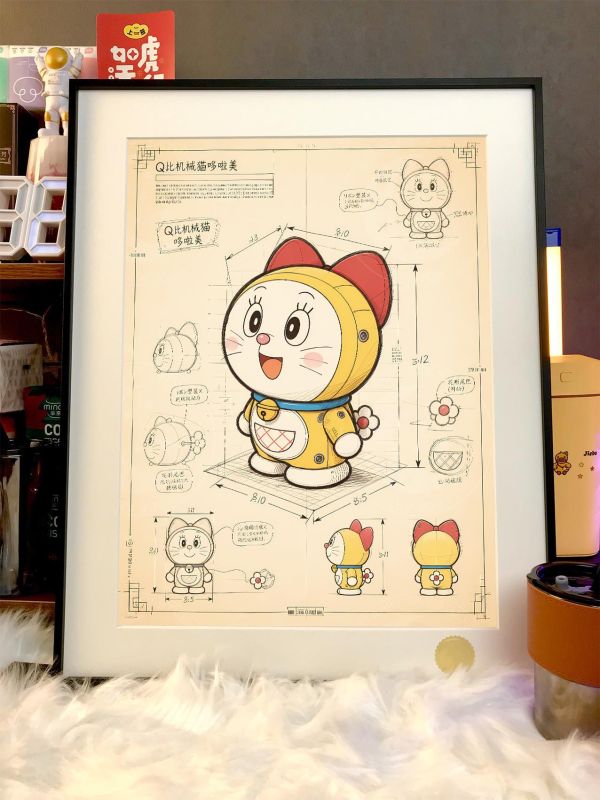 【海外代購】星空 《哆啦美設計稿》哆啦A夢大雄叮噹貓小夫胖虎靜香潮流藝術版畫裝飾畫 