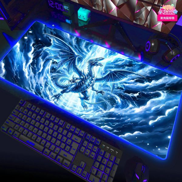 【海外代購】阿喵畫社 遊戲王 青眼白龍 蒼穹之光五幅套裝 新品異形套組裝飾畫 發光滑鼠墊 地墊 
