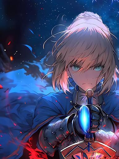 【海外代購】巴洛克 《夜空saber》阿爾托莉雅·潘德拉貢亞瑟王裝飾畫冰箱貼 