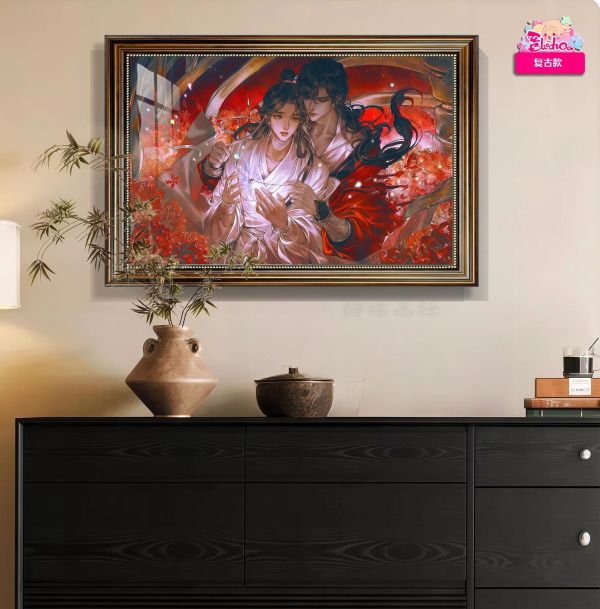 【海外代購】阿喵畫社 憐城一諾 謝憐花城 復古款實木紀念超清裝飾畫 床頭地墊 冰箱貼 