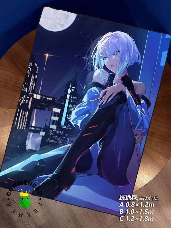 【海外代購】皇呱 《月下露西》賽博朋克：邊緣行者裝飾畫 午睡毯 地毯 