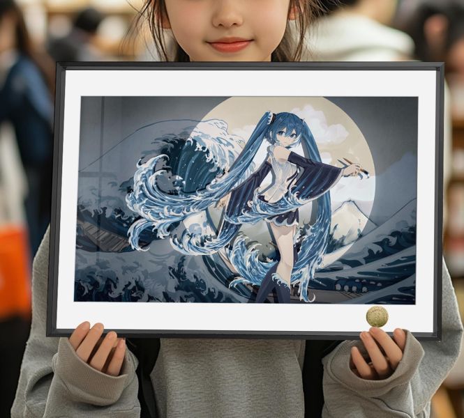 【海外代購】皇呱 《浪繪初音》 初音未來浪繪初音浮世繪同人周邊裝飾畫 午睡毯  地毯 
