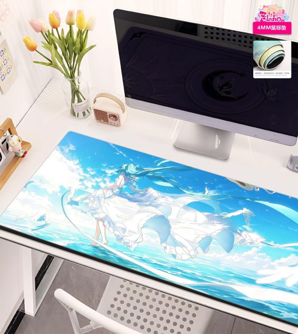 【海外代購】阿喵畫社 風之海 初音未來-大橫款 新品12k主題超清裝飾畫 滑鼠墊  床頭地墊 