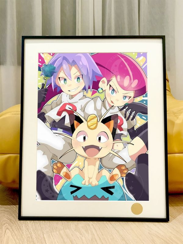 【海外代購】星空 《火箭隊組合》武藏小次郎喵喵果然翁寶可夢裝飾畫 