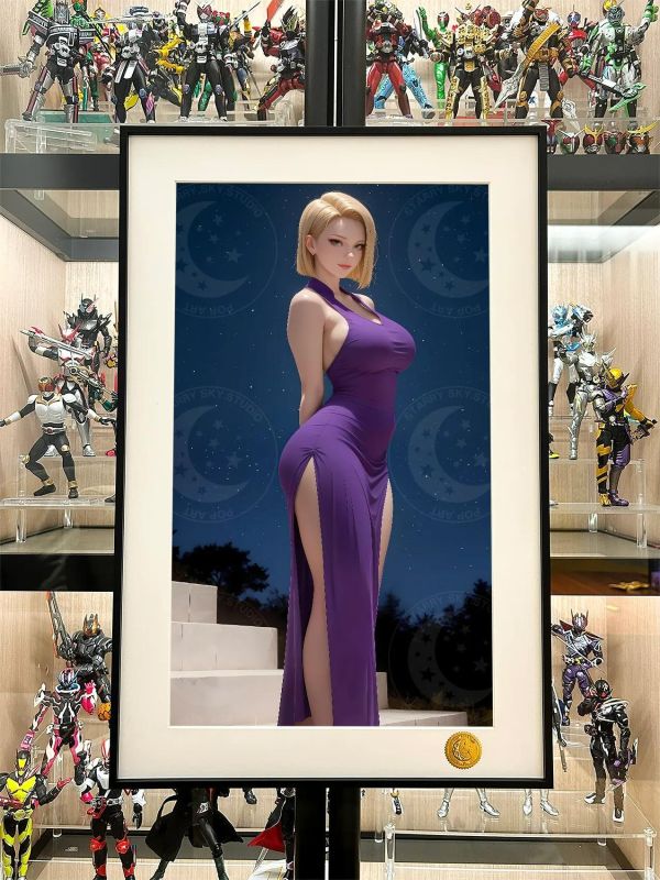 【海外代購】星空 《夜空18號》七龍珠人造人拉姿麗lazuli克林裝飾畫 