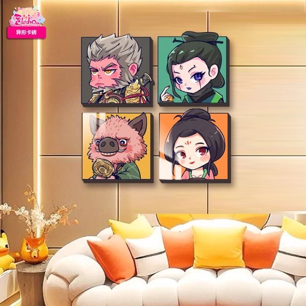 【海外代購】阿喵畫社 黑神話悟空Q版 可愛八宮格2cm厚牆面卡磚畫 