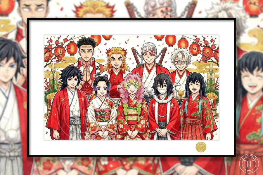 【海外代購】H2 《新年九柱》鬼滅之刃裝飾畫 