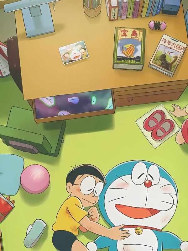 【海外代購】星空《哆啦之家》哆啦A夢大雄靜香裝飾畫 