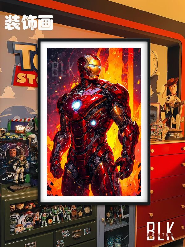 【海外代購】巴洛克 《火焰鋼鐵人》鋼鐵人Iron Man鋼鐵人鐵甲奇俠漫威動畫裝飾畫冰箱貼 