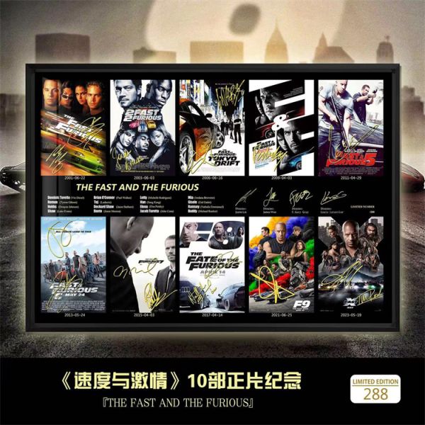 【海外代購】【38*53CM】千鳥社 速度與激情 範迪塞爾巨石強森簽名裝飾畫01 