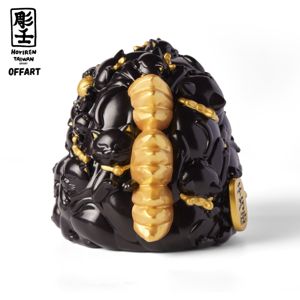 【預定】OFFART 彫壬 12cm 百貓紅蓮 Mini 迷你招財頭雕 墨金版 
