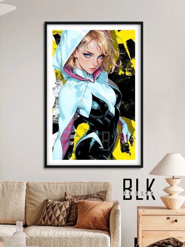 【海外代購】巴洛克《蜘蛛俠格溫》漫威復仇者聯盟動漫裝飾畫冰箱貼 