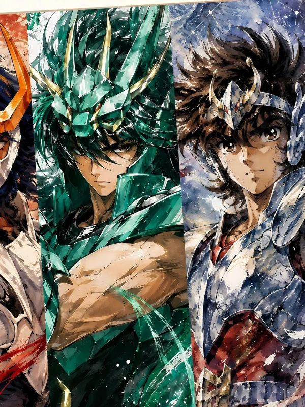 【海外代購】星空《水墨青銅五小強》聖鬥士星矢裝飾畫 