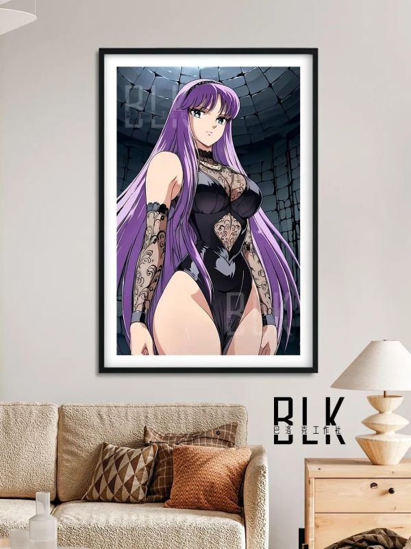 【海外代購】巴洛克《黑裙雅典娜》黃金聖鬥士星矢裝飾畫冰箱貼 