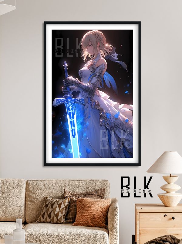 【海外代購】巴洛克 《婚紗saber》Fate/stay night吾王阿爾托莉雅·潘德拉貢亞瑟王二次元裝飾畫冰箱貼 