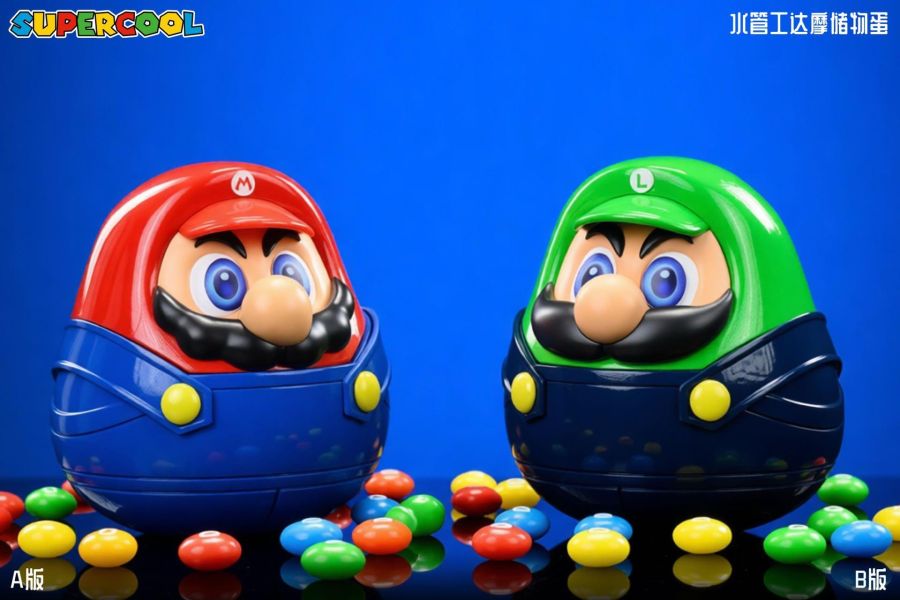 【預定】SUPERCOOL 水電工兄弟達摩收納蛋 潮玩禮物許願擺飾 