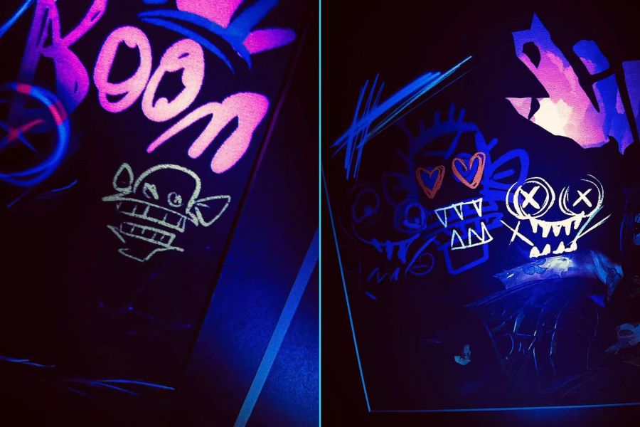 【海外代購】千鳥社 《英雄聯盟：雙城之戰》金克絲暴暴Jinx螢光潮流裝飾畫 