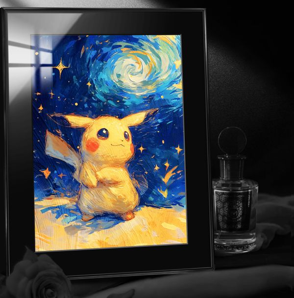 【海外代購】阿喵畫社 梵谷星空 皮卡丘 展館級8k超清精裱畫 