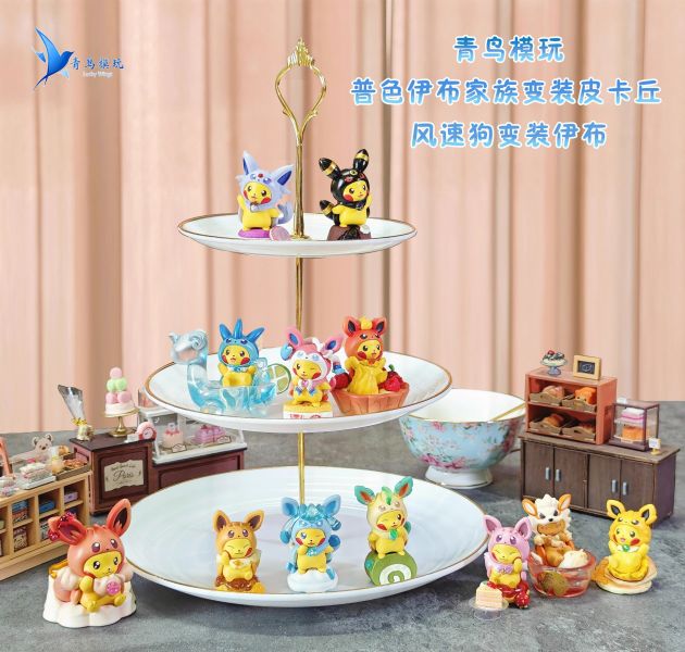 【海外代購】青鳥模玩 普色 閃光伊布家族變裝皮卡丘 風速狗變裝伊布 
