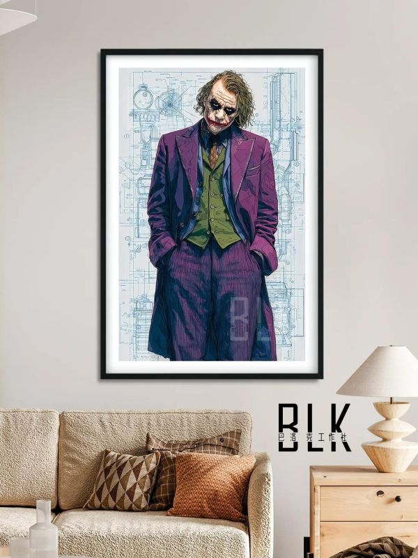 【海外代購】巴洛克《Joker》希斯·萊傑DC黑暗騎士裝飾畫冰箱貼 
