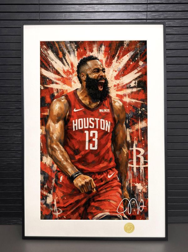 【海外代購】H2 《火箭登》詹姆斯哈登NBA火箭隊裝飾畫 