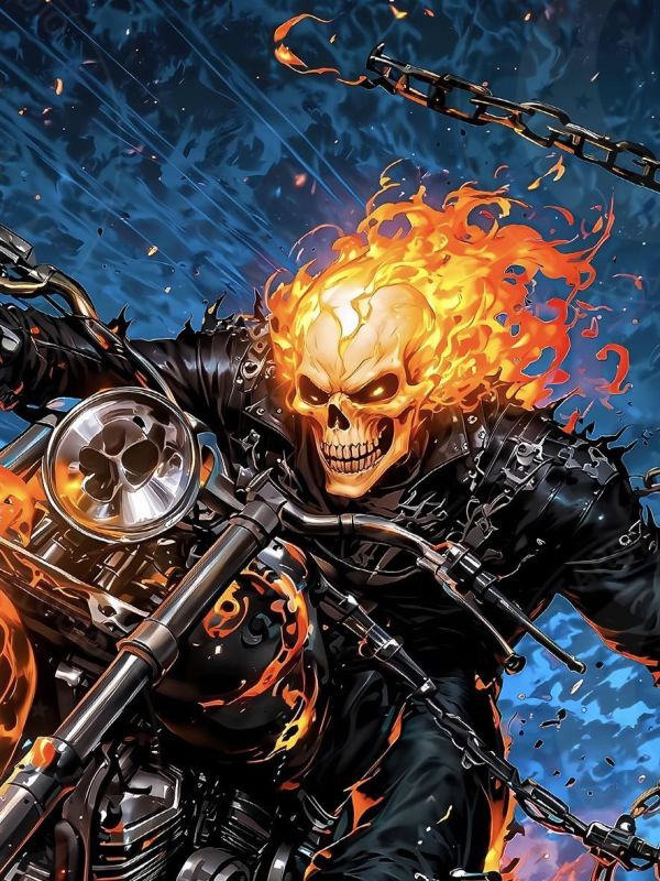 【海外代購】星空 《惡靈騎士》漫威Ghost Rider鬼面騎士靈魂戰車骷髏車神動漫裝飾畫 