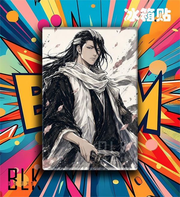 【海外代購】巴洛克 《水墨白哉》更木劍八護庭十三隊死神境·界虛十刃葛力姆喬一護動漫裝飾畫冰箱貼 