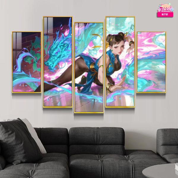 【海外代購】阿喵畫社 拳皇 新年限定 擒龍春麗五幅套裝 新品異形套組裝飾畫 發光滑鼠墊 床頭地墊 冰箱貼 