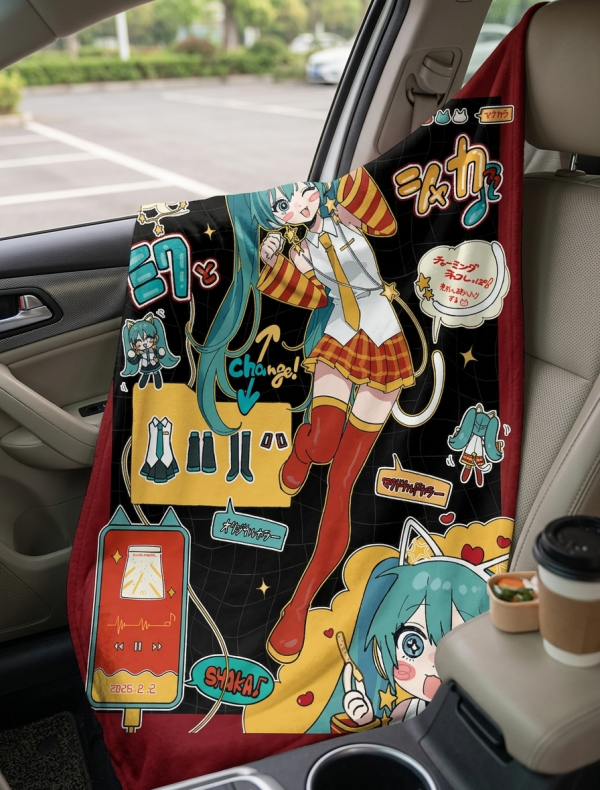 【海外代購】千鳥社 《初音×麥當勞》 初音未來麥當勞聯名Miku二次元週邊動漫掛畫臥室電競房裝飾畫 午睡毯 地毯 