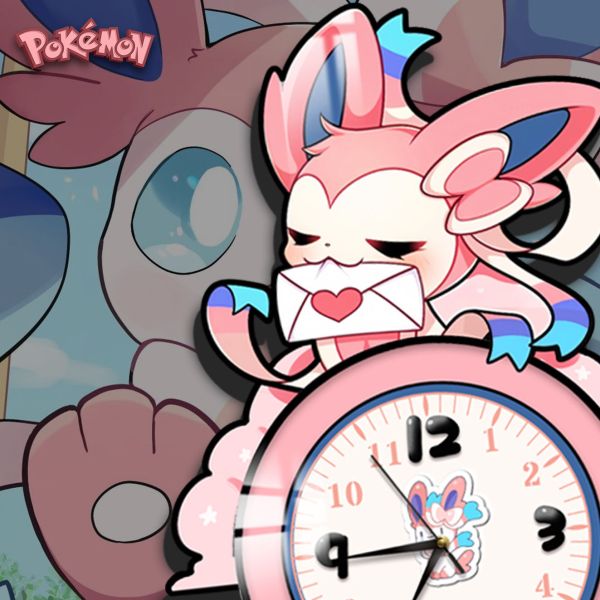 【海外代購】阿喵畫社 仙子伊布鐘 寶可夢時鐘裝飾畫 