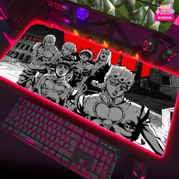 【海外代購】阿喵畫社 布加拉提小隊黑紅群像 jojo新品8k主題高清裝飾畫 發光滑鼠墊  床頭地墊 