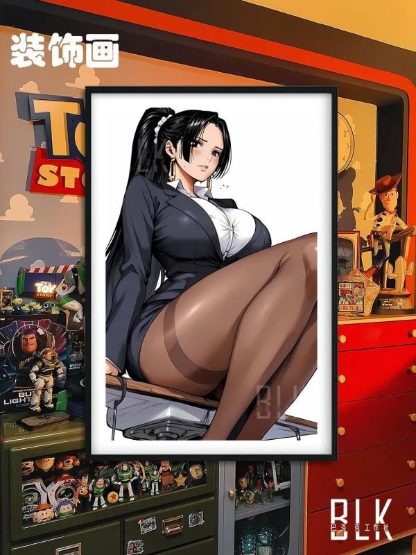 【海外代購】巴洛克 《黑絲女帝》海賊王波雅漢庫克裝飾畫冰箱貼 