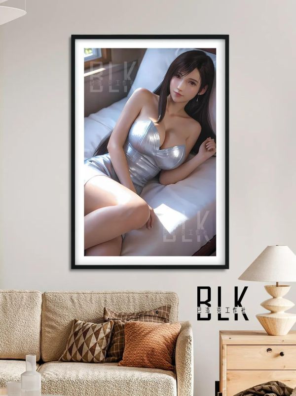 【海外代購】巴洛克 《躺姿蒂法》最終幻想tifa裝飾畫冰箱貼 