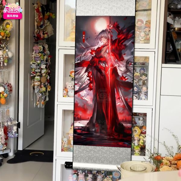 【海外代購】阿喵畫社 血月黃泉 國風捲軸錦緞高清精裱畫 