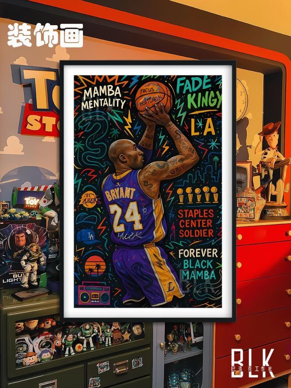 【海外代購】巴洛克 《紫衣科比》kobe黑曼巴NBA洛杉磯湖人隊裝飾畫冰箱貼 