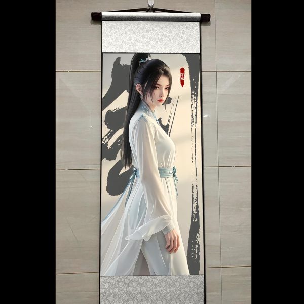 【海外代購】阿喵畫社 劍來捲軸畫齊靜春寧瑤 國風捲軸錦緞高清精裱畫 