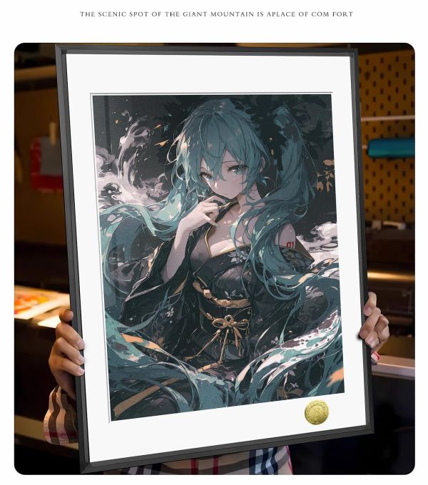 【海外代購】皇呱 《滄瀾初音》 初音未來風暗黑水墨感同人周邊裝飾畫 午睡毯 地毯 