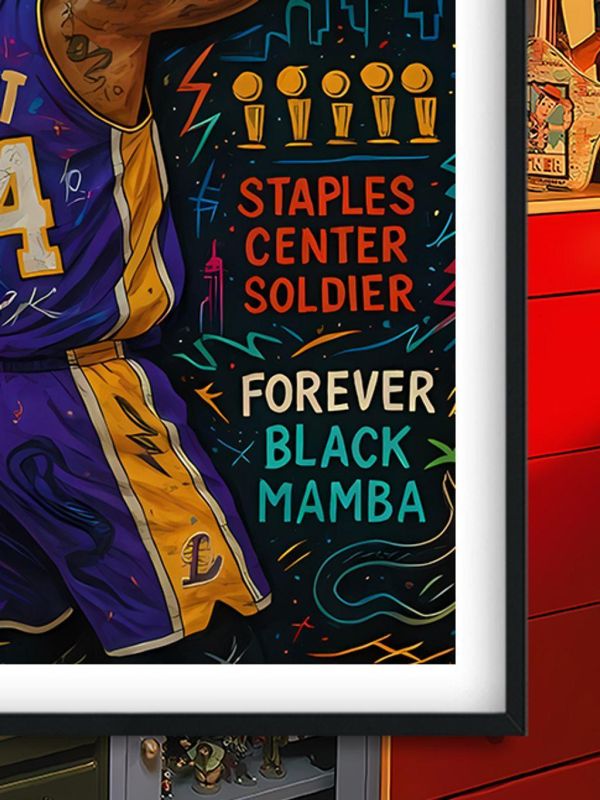 【海外代購】巴洛克 《紫衣科比》kobe黑曼巴NBA洛杉磯湖人隊裝飾畫冰箱貼 