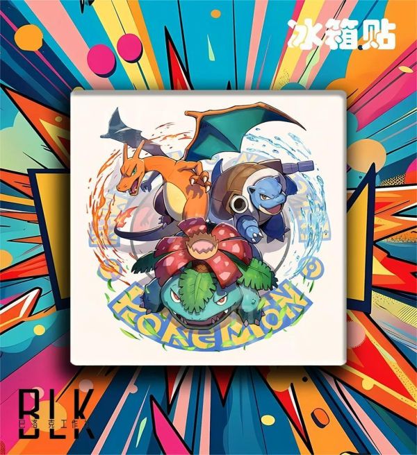 【海外代購】巴洛克《初代御三家》寶可夢裝飾畫冰箱貼 