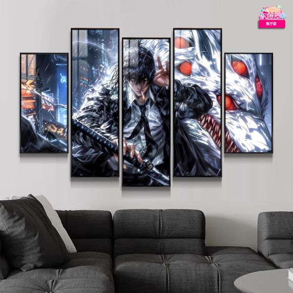 【海外代購】阿喵畫社 鏈鋸人墨染 早川秋五幅套組 新品異形套組裝飾畫 發光滑鼠墊 床頭地墊 