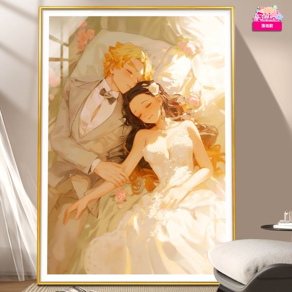 【海外代購】阿喵畫社 鬼滅之刃 婚紗 善逸祢豆子 8k超大高清裝飾畫 