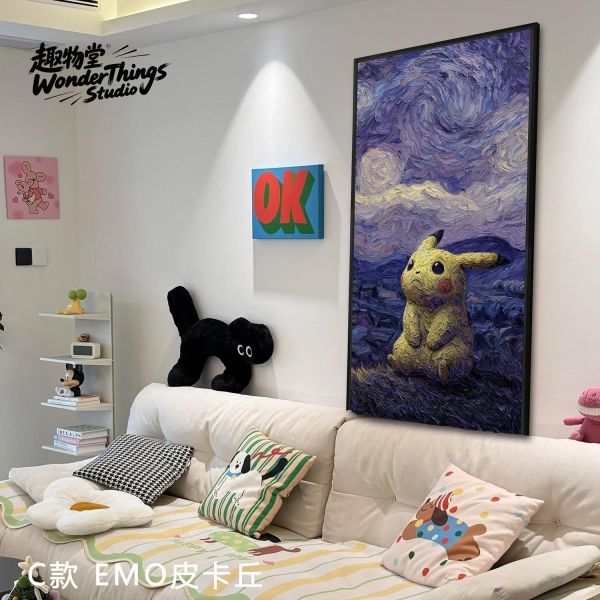 【海外代購】趣物堂 《梵高寶可夢油畫第二彈》肌理油畫復古裝飾畫 