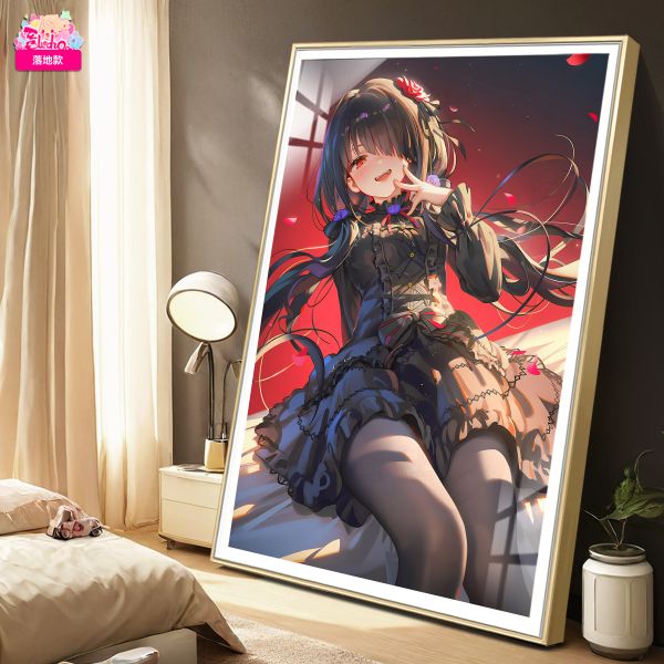 【海外代購】阿喵畫社 比耶 黑玫瑰時崎狂三 8k主題高清裝飾畫 午睡毛毯 牆面掛毯 床頭地墊 冰箱貼