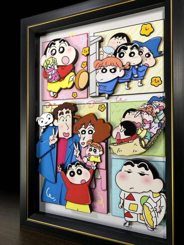【海外代購】萌萌匠 蠟筆小新 野原一家 小葵 3D立體裝飾畫 