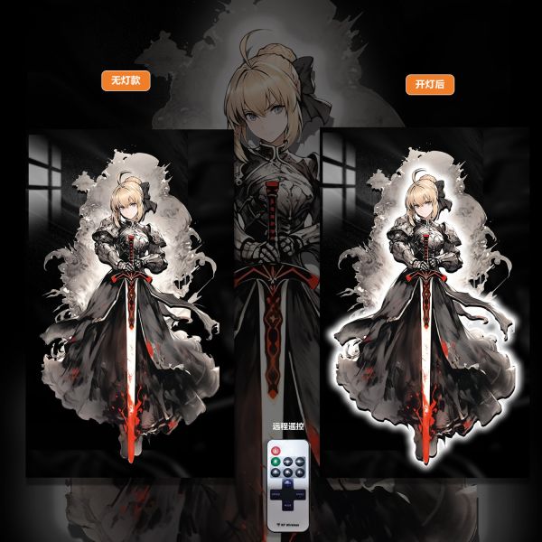 【海外代購】阿喵畫社 墨染 saber 吾王雙層立體超長燈帶畫 滑鼠墊  浴室地墊 床頭地墊 