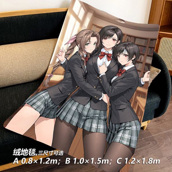 【海外代購】千鳥社 《最終幻想 校服版》蒂法愛麗絲尤菲最終幻想Tifa二次元午睡毯地毯裝飾畫 
